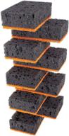 🧽 okleen black and orange heavy duty scrub sponges - 9 pack, multi use kitchen and household cleaning. made in europe - non scratch fiber, odorless, durable, and delicate scrubber - 4.3x2.8x1.4 inches logo