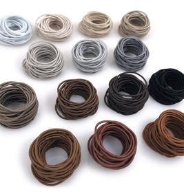 img 3 attached to 🎈 40 Count Heliums Beige Blonde Thin 2mm Hair Elastics, Color Match Hair Ties for Fine Hair, Standard Size of 1.75 Inches