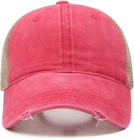 img 3 attached to 🧢 DOANNOTIUM Ponytail Baseball Cap for Women - Retro Washed Cotton, Adjustable Dad Hat with Visor - Trucker Ponycaps