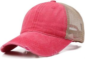 img 4 attached to 🧢 DOANNOTIUM Ponytail Baseball Cap for Women - Retro Washed Cotton, Adjustable Dad Hat with Visor - Trucker Ponycaps