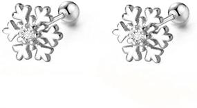 img 4 attached to ❄️ Hypoallergenic Sterling Silver Snowflake Cartilage Earrings - Girls' Jewelry