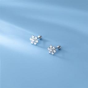 img 3 attached to ❄️ Hypoallergenic Sterling Silver Snowflake Cartilage Earrings - Girls' Jewelry