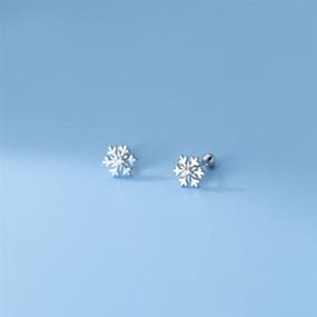 img 2 attached to ❄️ Hypoallergenic Sterling Silver Snowflake Cartilage Earrings - Girls' Jewelry