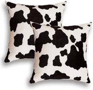 🐄 carrie home 18x18 cow print pillow covers - set of 2 faux cowhide fur throw pillow covers for farmhouse décor, couch, home, and party логотип