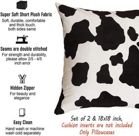 img 2 attached to 🐄 CARRIE HOME 18x18 Cow Print Pillow Covers - Set of 2 Faux Cowhide Fur Throw Pillow Covers for Farmhouse Décor, Couch, Home, and Party