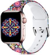 🌸 wepro compatible with apple watch band 38mm 40mm for women - floral pattern silicone replacement band, colorful jellyfish - s/m logo