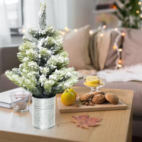 img 2 attached to 🎄 Rocinha 21 Inch Mini Christmas Tree: Exquisite Tabletop Decor with Metal Base, Artificial Tiny Xmas Tree for Indoor Christmas Decoration