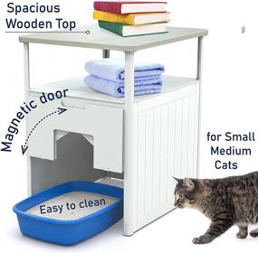 img 2 attached to 🐱 White Tall Cat Litter Box Nightstand Enclosure by Palram - Hidden Cabinet, Washroom Furniture Cover for Small Medium Cats