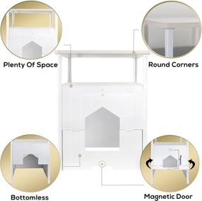 img 1 attached to 🐱 White Tall Cat Litter Box Nightstand Enclosure by Palram - Hidden Cabinet, Washroom Furniture Cover for Small Medium Cats