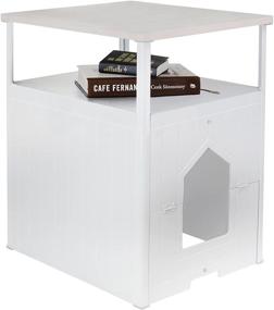 img 3 attached to 🐱 White Tall Cat Litter Box Nightstand Enclosure by Palram - Hidden Cabinet, Washroom Furniture Cover for Small Medium Cats