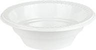 🍽️ 100 count of microwaveable & disposable round plastic plates and bowls - white dinnerware, 12 ounce capacity logo