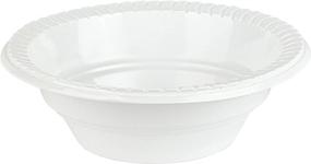 img 4 attached to 🍽️ 100 Count of Microwaveable & Disposable Round Plastic Plates and Bowls - White Dinnerware, 12 Ounce Capacity