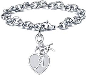 img 4 attached to Turandoss Horse Gifts: Engraved 26 Letters Initial Charm Bracelet - Stainless Steel Horse Lover Bracelet for Girls