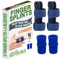 ❤️ simply seniors finger splint set: 2 splints + 2 sleeves for trigger finger & arthritis relief - straightening & support for broken fingers логотип