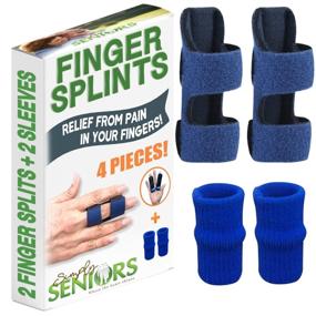 img 4 attached to ❤️ Simply SENIORS Finger Splint Set: 2 Splints + 2 Sleeves for Trigger Finger & Arthritis Relief - Straightening & Support for Broken Fingers