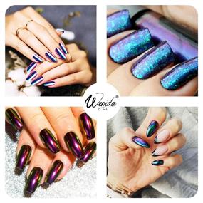 img 3 attached to 💅 ВЕНИДА Ногтевой пудрой: 4-х цветное хамелеоновое покрытие для эффекта зеркального хрома | Включает в себя синтетический пигмент из смолы, 8 поддельных ногтей и 4 палочки для теней | Идеально для украшения ногтей в маникюре