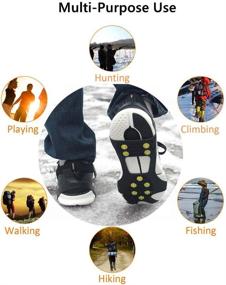 img 1 attached to ❄️ Fiersh Ice Cleats - Snow Grips Crampons Anti-Slip Traction Cleats Ice & Snow Grippers for Shoes and Boots - 10 Steel Studs Slip-on Stretch Footwear for Women Men Kids (Includes Extra 10 Studs)