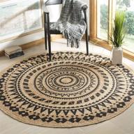 safavieh natural fiber round collection nf802k handmade boho 🎨 mandala braided jute area rug - black, 3' x 3' round logo