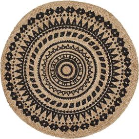 img 2 attached to Safavieh Natural Fiber Round Collection NF802K Handmade Boho 🎨 Mandala Braided Jute Area Rug - Black, 3' x 3' Round