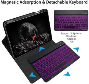 img 1 attached to Keyboard Case for iPad Pro 11-inch 2021 (3rd Gen/2nd/1st Gen) - 7 Color Backlit Wireless Detachable Keyboard - Slim Cover with Pencil Holder - iPad Pro 11 2021 Case