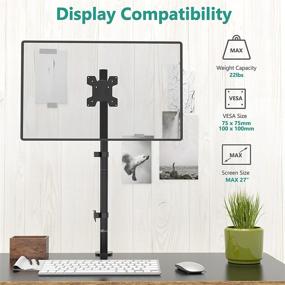 img 3 attached to WALI Extra Tall Single LCD Monitor Mount - Fully Adjustable Desk Mount for Screens up to 27 inches, 22lbs Capacity (Model M001XL) in Black