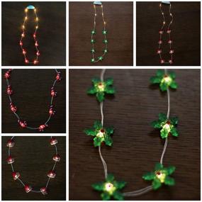 img 3 attached to 🎄 JASHIKA Holiday Party Favors: Light Up Glowing Candy Cane Necklace, Red Berry Stem Set of 3 with Multi Flashing Options - Perfect for Christmas Hat and Holiday Decorations