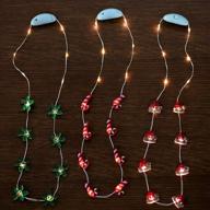 🎄 jashika holiday party favors: light up glowing candy cane necklace, red berry stem set of 3 with multi flashing options - perfect for christmas hat and holiday decorations logo