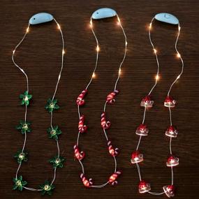 img 4 attached to 🎄 JASHIKA Holiday Party Favors: Light Up Glowing Candy Cane Necklace, Red Berry Stem Set of 3 with Multi Flashing Options - Perfect for Christmas Hat and Holiday Decorations