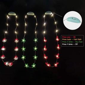 img 2 attached to 🎄 JASHIKA Holiday Party Favors: Light Up Glowing Candy Cane Necklace, Red Berry Stem Set of 3 with Multi Flashing Options - Perfect for Christmas Hat and Holiday Decorations