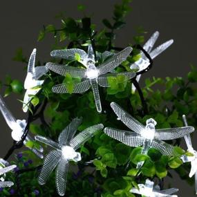 img 3 attached to 🐉 DINOWIN Dragonfly Lights: 20FT/6M Solar String Lights with 8 Modes - Waterproof Outdoor Garden & Christmas Decorations (Cold White)