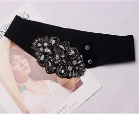 img 2 attached to 🌸 Fashionable Elastic Women's Accessories and Belts adorned with Clover Floral Rhinestones