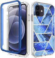 📱 coanjiuo compatible with iphone 12/12 pro 6.1" case, 360°full body protective shockproof bumper phone cover for women with built-in screen protector - f-blue/white logo