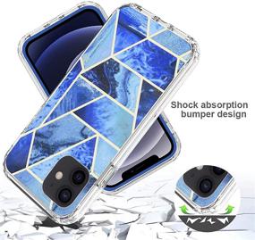 img 2 attached to 📱 COANJIUO Compatible with iPhone 12/12 Pro 6.1" Case, 360°Full Body Protective Shockproof Bumper Phone Cover for Women with Built-in Screen Protector - F-Blue/White