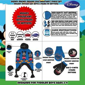 img 2 attached to 🧢 Disney Boys Mickey Mouse Winter Hat and 2 Pairs of Mittens or Gloves Set (Ages 2-7)