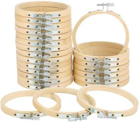 img 4 attached to 🧵 Caydo 24-Piece 4 Inch Embroidery Hoops: Bulk Wholesale Cross Stitch Hoop Rings for Art Craft, Sewing, and Christmas Decoration