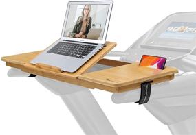 img 4 attached to 🌿 Nnewvante Adjustable Treadmill Laptop Stand Workstation Tray - Universal Attachable Desk for Tablets, Mobile Devices, Notebooks, Books - Made of Natural Bamboo