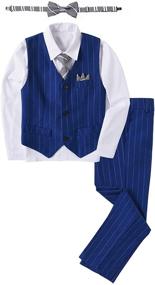 img 4 attached to 👔 Pinstripe Formal Tuxedo Wedding Suit & Sport Coat for Toddler Boys' Clothing