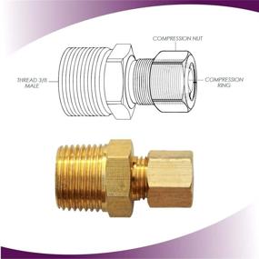 img 1 attached to 🔧 Ice Maker Water Line Brass Tube Fitting: 3/8" Male x 1/4" Compression (2 Pack) - Top Quality!
