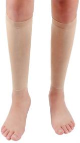 img 1 attached to 👣 Halsy Women's Footless Compression Socks - 2 Pairs, Medical Calf Compression Sleeve (20-30mmHg) for Swelling, Shin Splint, Varicose Veins, Edema, Nurses & Maternity