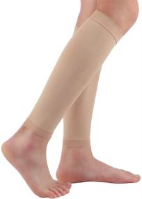 img 4 attached to 👣 Halsy Women's Footless Compression Socks - 2 Pairs, Medical Calf Compression Sleeve (20-30mmHg) for Swelling, Shin Splint, Varicose Veins, Edema, Nurses & Maternity