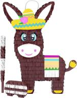 пакет для вечеринки "burro pinata": комплект для идеальной вечеринки с повязкой на глаза и битой - идеальный для дня рождения, детского карнавала и многого другого! вмещает до 5 фунтов конфет - заявка на патент (16 x 11 x 4 дюйма) логотип