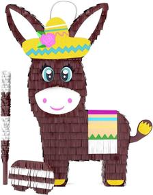 img 4 attached to Пакет для вечеринки "Burro Pinata": комплект для идеальной вечеринки с повязкой на глаза и битой - идеальный для дня рождения, детского карнавала и многого другого! Вмещает до 5 фунтов конфет - заявка на патент (16 x 11 x 4 дюйма)