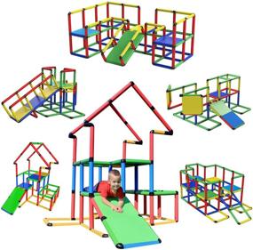 img 4 attached to 🏗️ Funphix Jumbo 467 Piece Construction Toy Set - Build Play-Structures for Indoor and Outdoor Fun