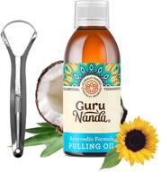 🌿 gurunanda oil pulling oil, natural mouthwash, original ayurvedic blend: coconut, sesame, sunflower & peppermint oils - oral rinse for healthy gums, fresh breath & teeth whitening logo