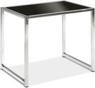 🔲 contemporary black glass top end table with chromed steel base by osp home furnishings логотип