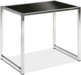 img 2 attached to 🔲 Contemporary Black Glass Top End Table with Chromed Steel Base by OSP Home Furnishings