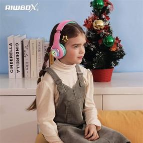 img 3 attached to 🎧 Riwbox Baosilon CB-7S Cat Kids Headphones - Wireless/Wired with Mic, Light Up Bluetooth Over Ear Headphones, Volume Limited Safe 75/85/95dB, TF-Card, Children Headphones for School (Pink & Green)