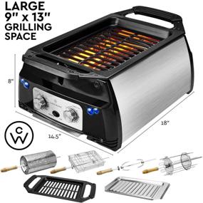 img 1 attached to 🔥 ChefWave Sosaku Smokeless Indoor Grill & Rotisserie: 5-in-1 Electric BBQ with Infrared Technology