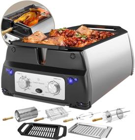 img 4 attached to 🔥 ChefWave Sosaku Smokeless Indoor Grill & Rotisserie: 5-in-1 Electric BBQ with Infrared Technology