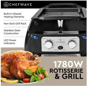 img 2 attached to 🔥 ChefWave Sosaku Smokeless Indoor Grill & Rotisserie: 5-in-1 Electric BBQ with Infrared Technology